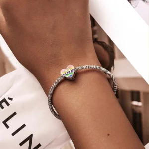 Charms Typu Pandora tęczowe serce - BSC548