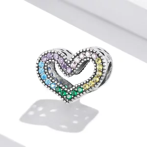 Charms Typu Pandora tęczowe serce - SCC2137