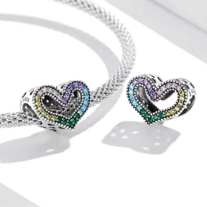 Charms Typu Pandora tęczowe serce - SCC2137