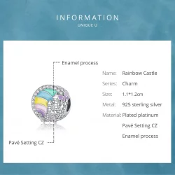 Charms Typu Pandora Tęczowy Zamek - SCC1585