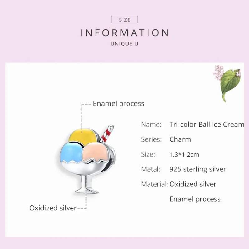 (zdjęcie do) Charms Typu Pandora Trójkolorowy Ball Ice Cream - SCC1532 - Wyświetl 7
