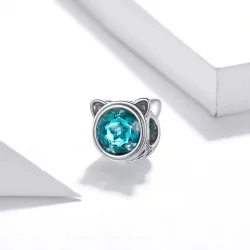 Charms Typu Pandora turkusowy kot - SCC1800