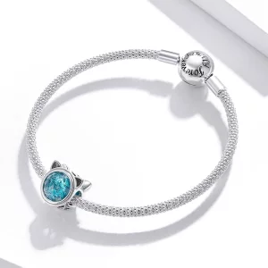 Charms Typu Pandora turkusowy kot - SCC1800