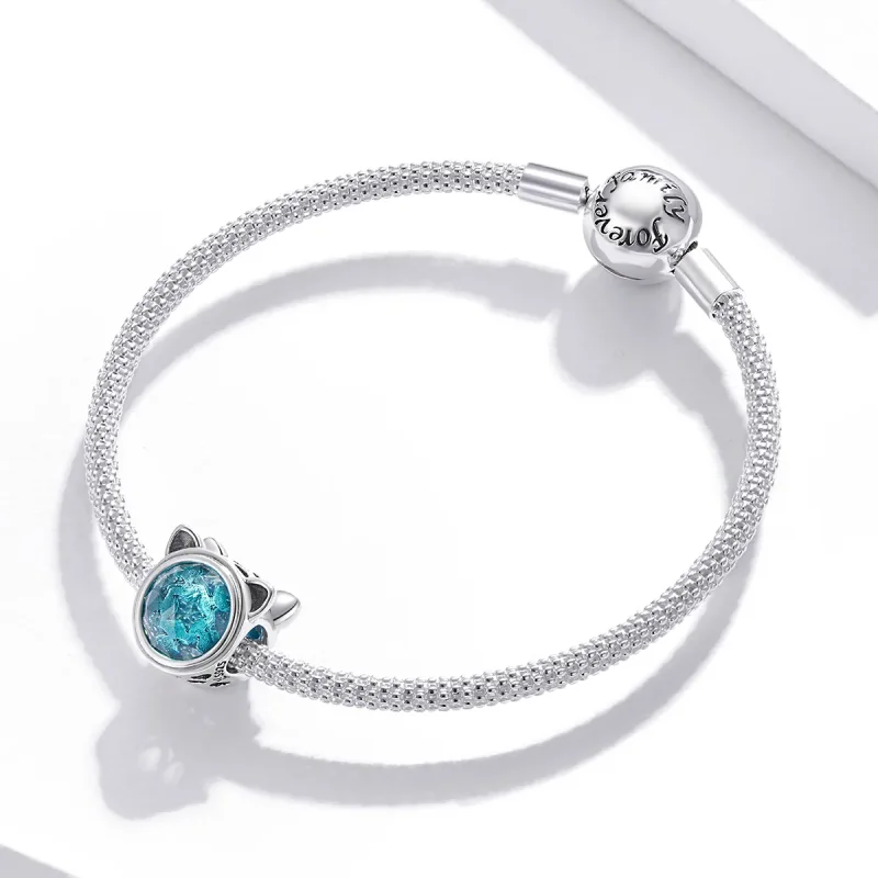 (zdjęcie do) Charms Typu Pandora turkusowy kot - SCC1800 - Wyświetl 3