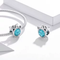 Charms Typu Pandora turkusowy kot - SCC1800