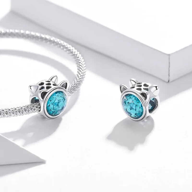 (zdjęcie do) Charms Typu Pandora turkusowy kot - SCC1800 - Wyświetl 4