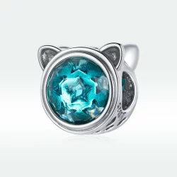 Charms Typu Pandora turkusowy kot - SCC1800
