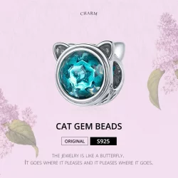 Charms Typu Pandora turkusowy kot - SCC1800