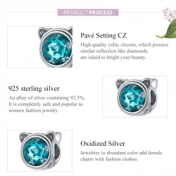 Charms Typu Pandora turkusowy kot - SCC1800