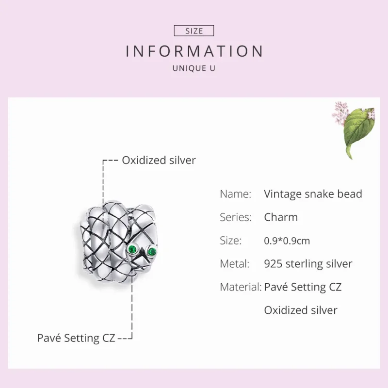 (zdjęcie do) Charms Typu Pandora Vintage wąż - SCC1770 - Wyświetl 7