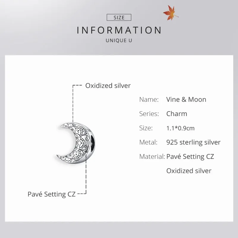 (zdjęcie do) Charms Typu Pandora winorośl i księżyc - SCC1604 - Wyświetl 6