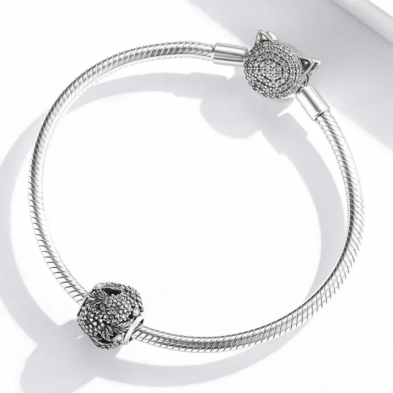 (zdjęcie do) Charms Typu Pandora Wytłoczone Kwiaty - SCC2097 - Wyświetl 3