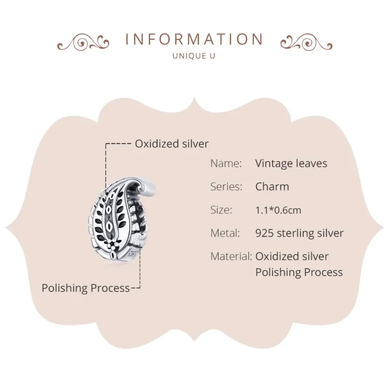 (zdjęcie do) Charms Typu Pandora Zabytkowe liście - SCC1824 - Wyświetl 6