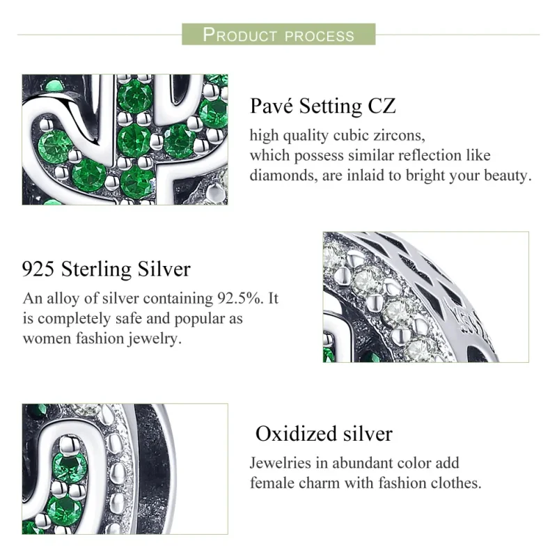 (zdjęcie do) Charms Typu Pandora Zielony żywy kaktus - SCC918 - Wyświetl 7