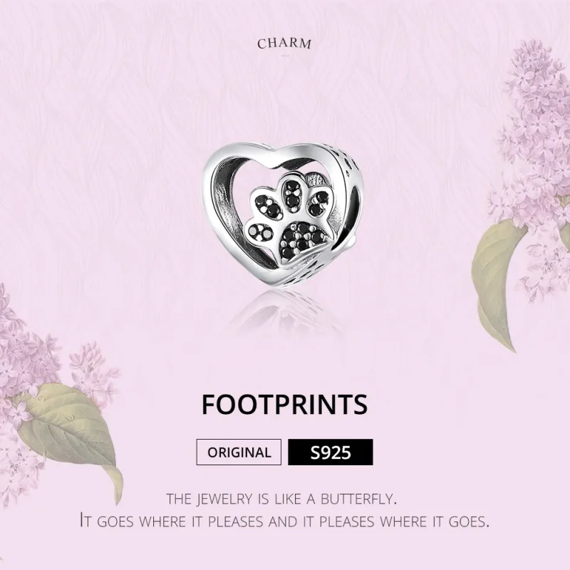 (zdjęcie do) Charms Typu Pandora Znak łapy zwierząt - SCC1191-BK - Wyświetl 2