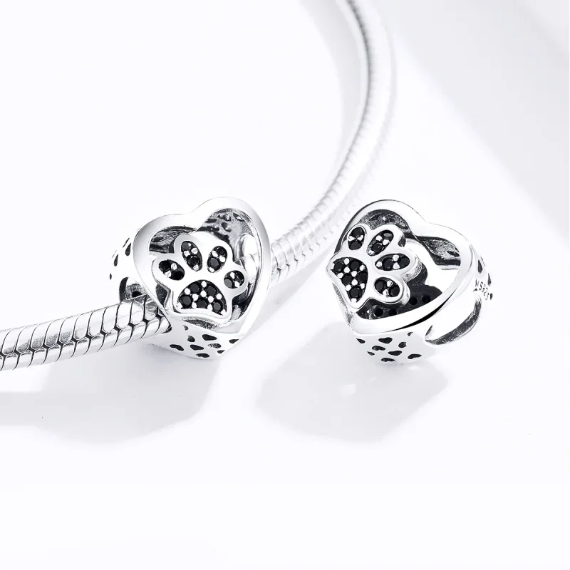 (zdjęcie do) Charms Typu Pandora Znak łapy zwierząt - SCC1191-BK - Wyświetl 3