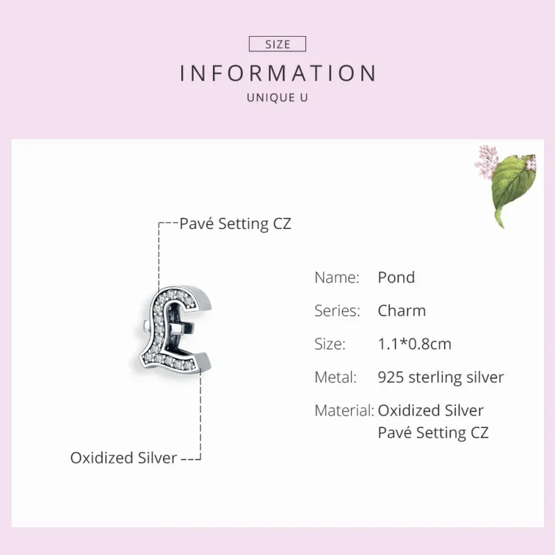 (zdjęcie do) Charms Typu Pandora Znak funta - SCC1269 - Wyświetl 3