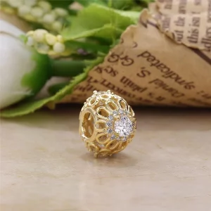 Złoty ażurowy blask - 750836CZ - Charmsy | PANDORA