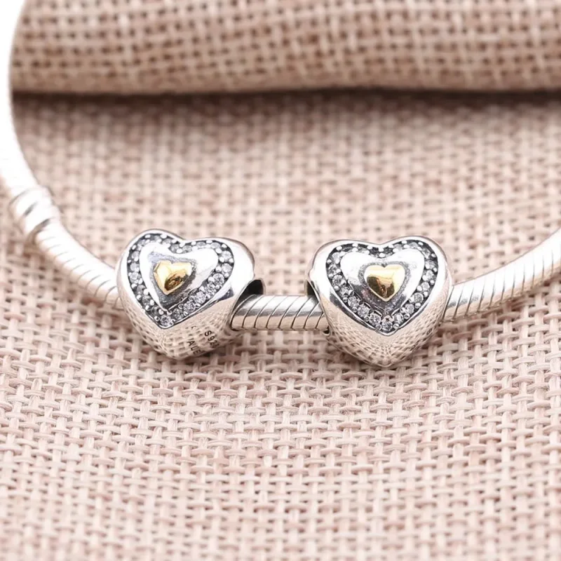 (zdjęcie do) Heart silver charm with 14k heart and cubic zirconia - Pandora PL - Wyświetl 2