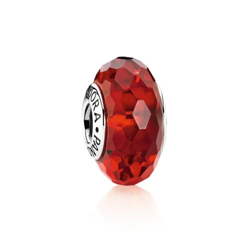 (zdjęcie do) Czerwona fasetka Koraliki Charms - Pandora PL
