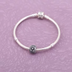 Shimmering blossom, black crystal & clear cz - Pandora PL