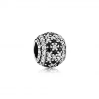 Shimmering blossom, black crystal & clear cz - Pandora PL