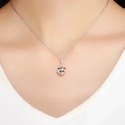 Zawieszka Typu Pandora Dwutonową Klucz w otwartym sercu - SCC844