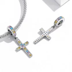 Zawieszka Typu Pandora Kolorowy Krzyż - SCC2156