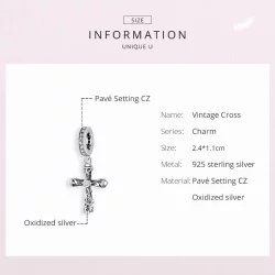 Zawieszka Typu Pandora Krzyż Vintage - BSC313