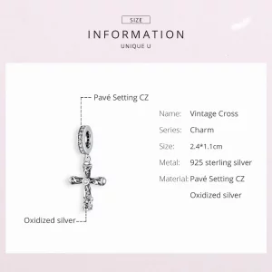 Zawieszka Typu Pandora Krzyż Vintage - BSC313