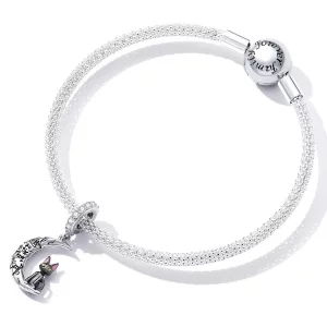 Zawieszka Typu Pandora Księżycowy Czarny Kot - SCC2218