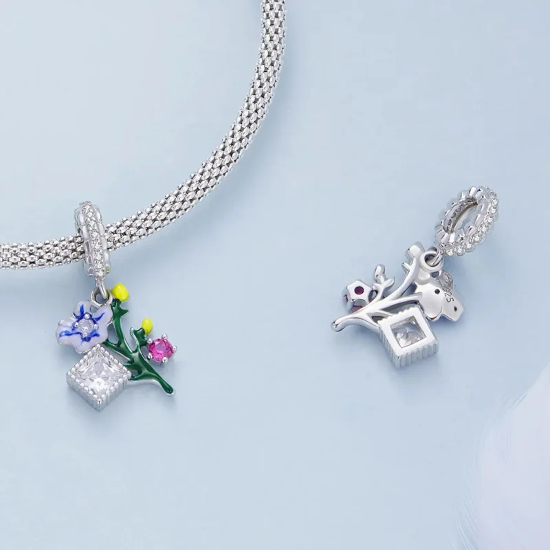 (zdjęcie do) Zawieszka Typu Pandora Kwiaty - BSC645 - Wyświetl 4