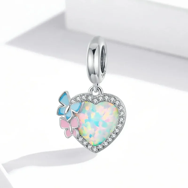 (zdjęcie do) Zawieszka Typu Pandora Motyl opalowego serca - SCC2101 - Wyświetl 2