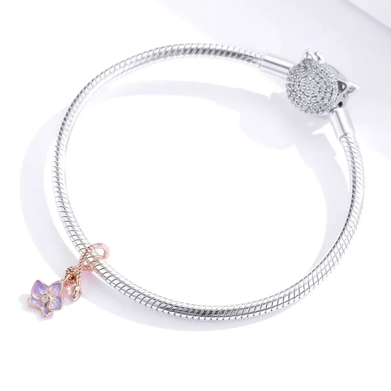 (zdjęcie do) Zawieszka Typu Pandora Orchidea - BSC287 - Wyświetl 2