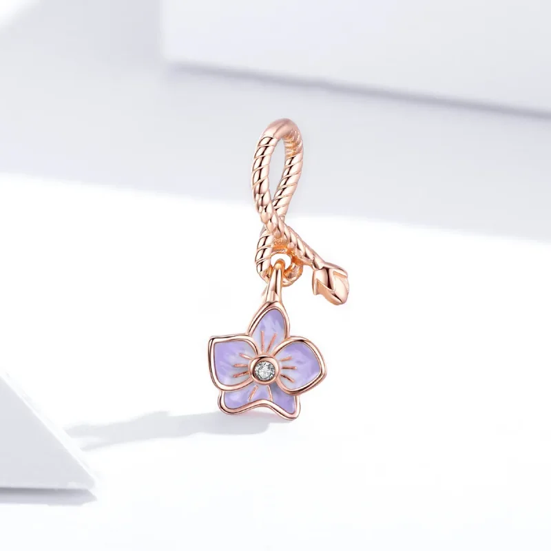 (zdjęcie do) Zawieszka Typu Pandora Orchidea - BSC287 - Wyświetl 4