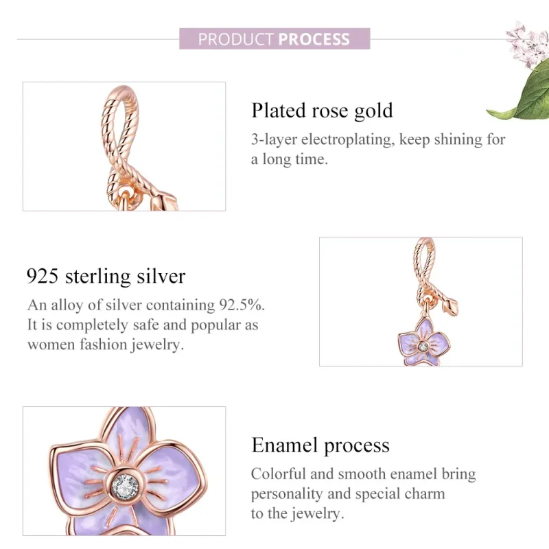(zdjęcie do) Zawieszka Typu Pandora Orchidea - BSC287 - Wyświetl 8