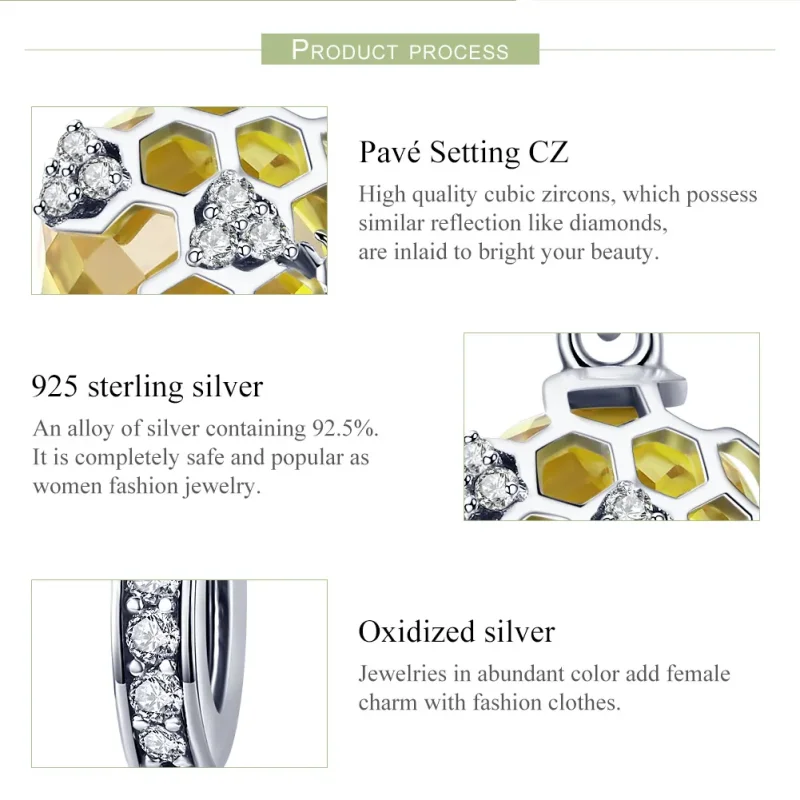 (zdjęcie do) Zawieszka Typu Pandora Plaster miodu - SCC879 - Wyświetl 7
