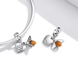 Zawieszka Typu Pandora Pszczoły i serca - BSC495