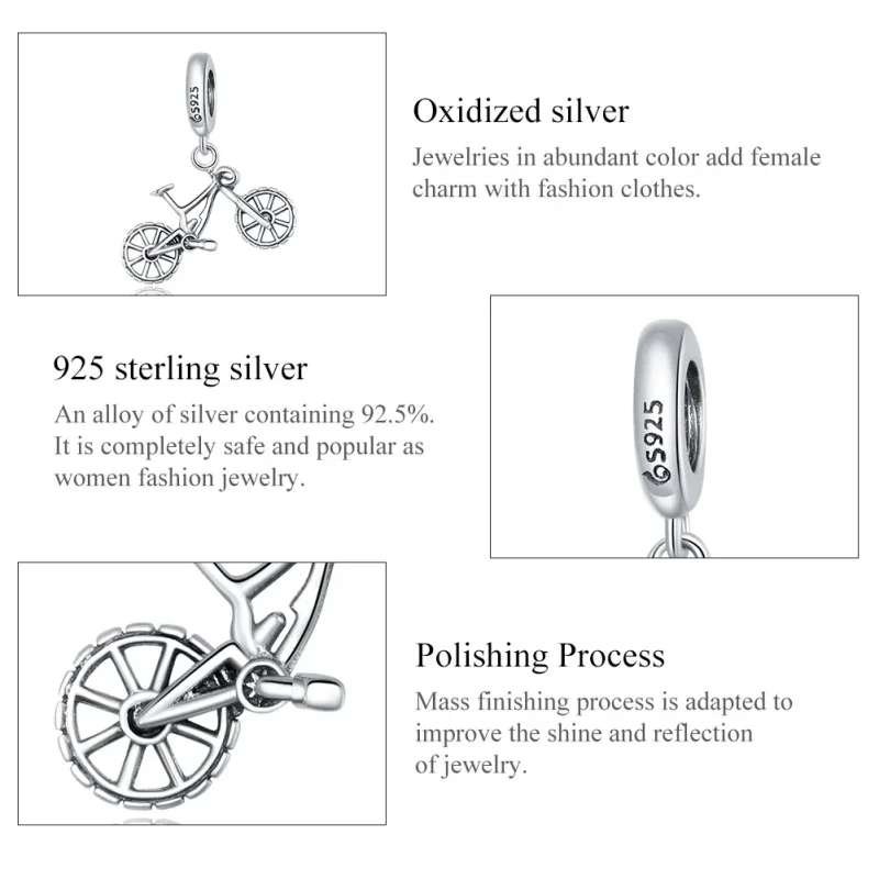 (zdjęcie do) Zawieszka Typu Pandora Rower - BSC384 - Wyświetl 7