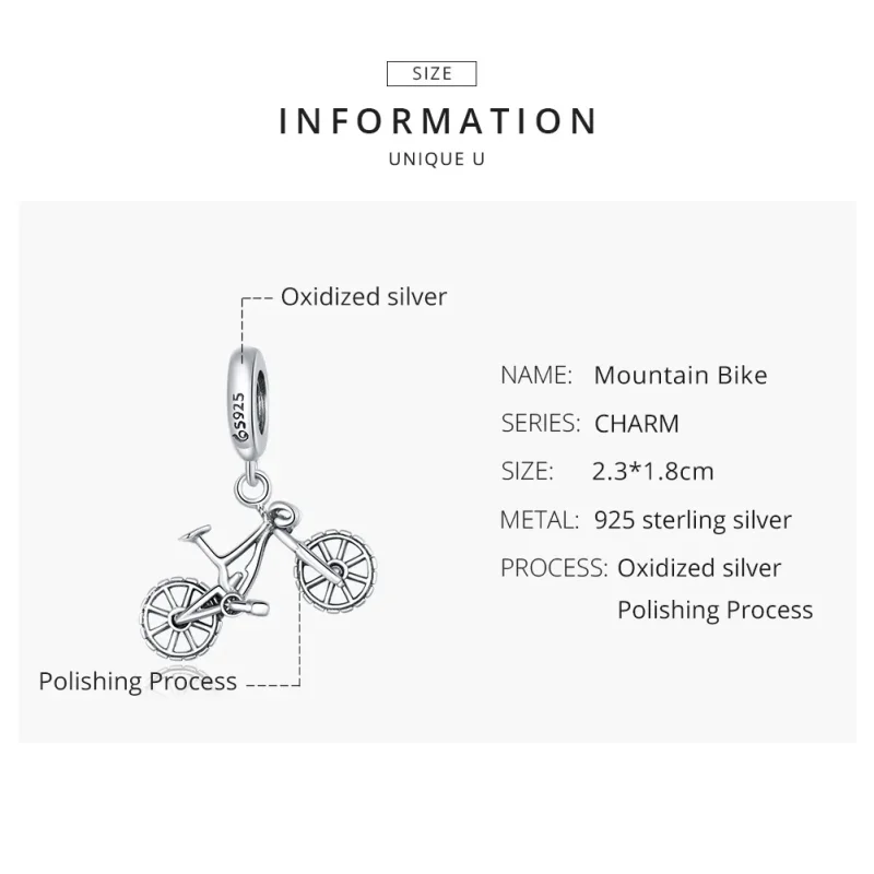 (zdjęcie do) Zawieszka Typu Pandora Rower - BSC384 - Wyświetl 8