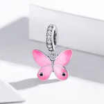 Zawieszka Typu Pandora Różowy Motyl - SCC1728