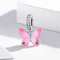 Zawieszka Typu Pandora Różowy Motyl - SCC1728