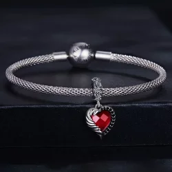 Zawieszka Typu Pandora Serce róż - SCC2406
