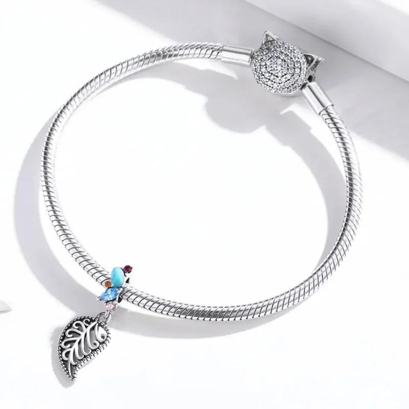 (zdjęcie do) Zawieszka Typu Pandora stylowe liście - BSC455 - Wyświetl 3