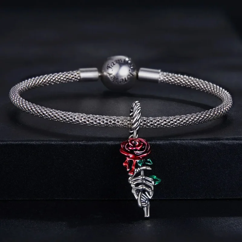 (zdjęcie do) Zawieszka Typu Pandora Szkarłatna Róża - SCC2404 - Wyświetl 3