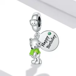 Zawieszka Typu Pandora Urodzinowy Miś - BSC560