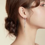 Kolczyk wiszący Typu Pandora Elegancka gwiazda księżyca - SCE982