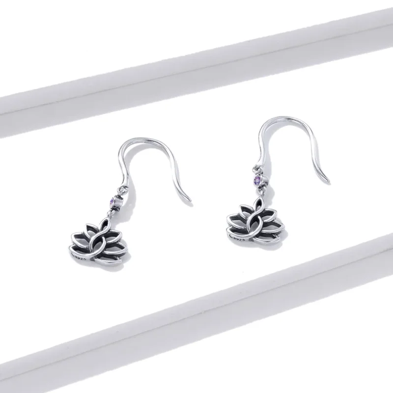 (zdjęcie do) Kolczyk wiszący Typu Pandora Eleganckie kwiaty lotosu - BSE451 - Wyświetl 2