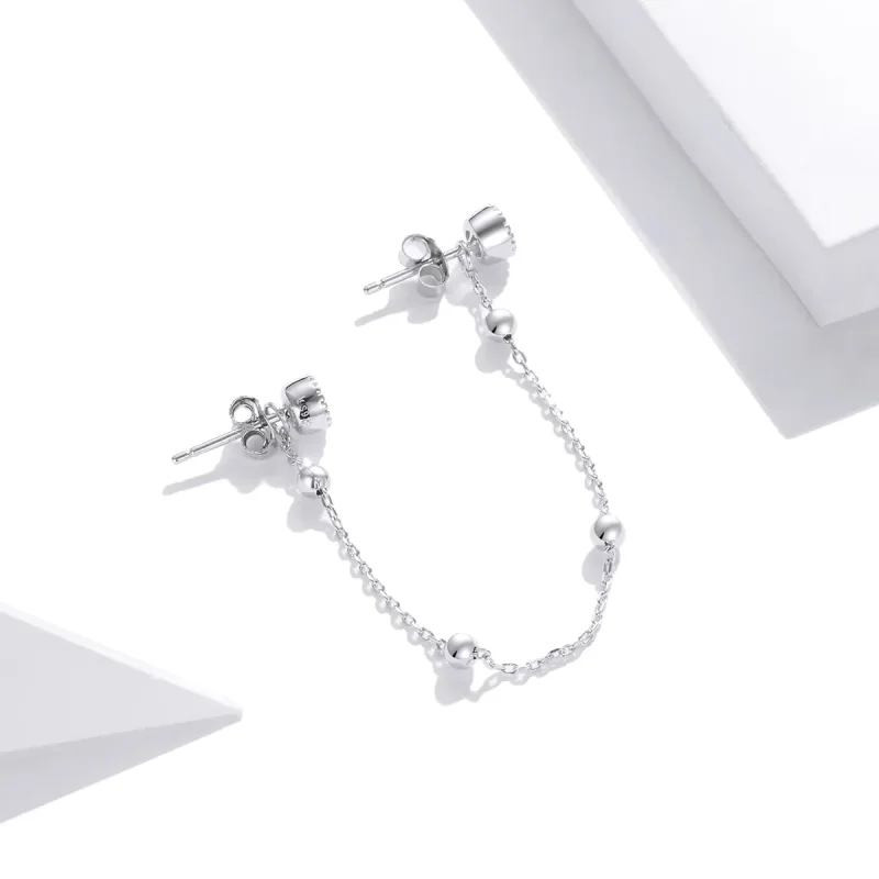 (zdjęcie do) Kolczyk wiszący Typu Pandora Moda zroszony łańcuch - SCE1107 - Wyświetl 2