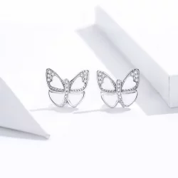 Kolczyki sztyfty Typu Pandora Biały motyl - SCE876